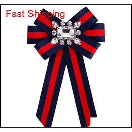 2020 New Bohemia Exaggeration Brands Fabric Flower Rhinestone Brooch Bow Tie For Girl Women Fashion Clothes Accessories H1B7D