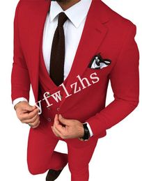 New Style One Button Handsome Notch Lapel Groom Tuxedos Men Suits Wedding/Prom/Dinner Best Man Blazer(Jacket+Pants+Tie+Vest) W339