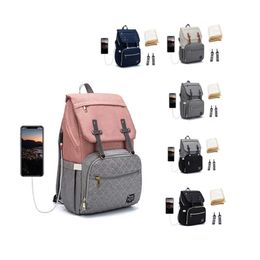 LEQUEEN USB Diaper Large Capacity Nappy Organiser with Changing Pad Backpack Mommy Baby Stroller Bag 201125