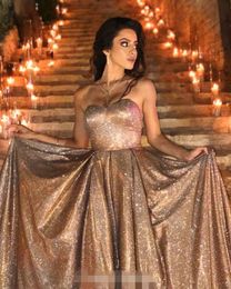 glaring 2020 gold Long Prom Dresses with pockets sparkle vestaglia donna sweetheart Formal Gown Floor Length Evening Dresses Plus