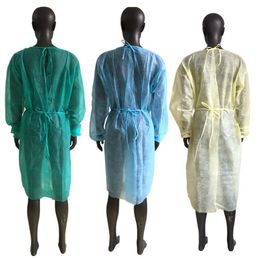 Non-woven Gown 3 Colors Unisex Disposable Raincoats Protection Kitchen Apron Dustproof Protective Raincoats SEA SHIPPING CCA12603
