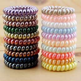 Women Scrunchy Girl Hair Coil Rubber Hair Bands Ties Rope Ring Ponytail Holders Telephone Wire Cord Gum Hair Tie Bracelet BBE13261