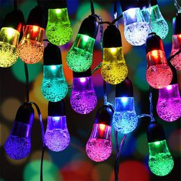 Strings Solar Light String Outdoor Waterproof 30leds Crystal Ball Lights Courtyard Decorative Lamp Christmas Holiday Decoration