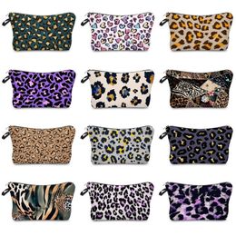 Hot sales Multi functional lady's leopard washing bag Fashion 3D printing makeup bag Travel Portable cosmetics Storage Bag T9I001120