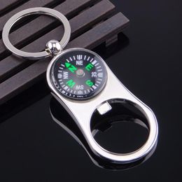 Outdoor Compass Bottle Opener with Metal Key Ring Chain Keyring Keychain Metal Wine Beer Bottle Openers Bar Tool as Gifts LX3860
