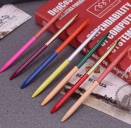 Metal ballpoint pen slender rotation copper desk spot hotel business office advertising pens Widely used