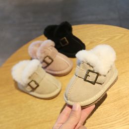 Baby Thick Cotton Shoes Winter Girl Shoes Soft Bottom Princess Snow Boots Children's Shoes with Velvet LJ201104