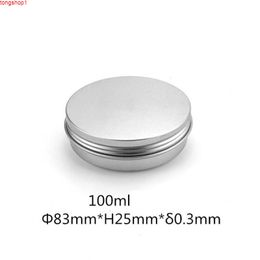 Cosmetic Cream Sample Jar Metal Skin Care Tool Sliver 100ml Screw Cap Round Aluminium Tin Emulsion Cans Travel Empty 50pcsgood quantity