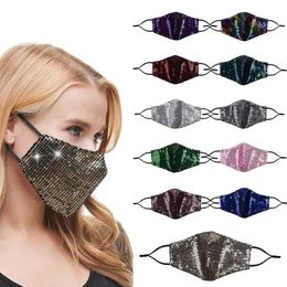 slipknot nouveau Promotion Fashion Bling Sequins Deisgner Face Masque PM2.5 Masques d'embouchure anti-poussière Respirateur de femmes réutilisables lavables