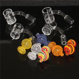 Bevelled Edge Sundries Quartz Banger with Spinning Carb Cap 10mm 14mm 18mm Male Female 4mm thick bangers domeless nail for Dab Rig Bong