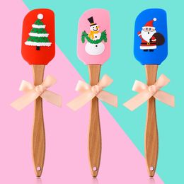 Christmas Food Grade Non Stick Butter Cooking Silicone Spatula Cookie Pastry Scraper Cake Baking Spatula