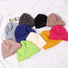 Winter Knit Hat For Men's/Women's Hole Beggar Hat Double-Layer Warmth Solid Colour Cotton Female Beanie Skullcap Innocent Cap New