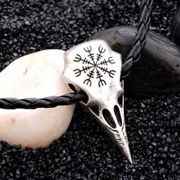 Pretty Necklace For Women Europe Totem Compass Rune Plunder Skull Punk Leather Necklace Fashion Men Necklace