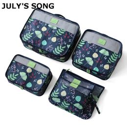 JULY'S SONG 6pcs/set Waterproof Mesh Travel Bag Zipper Packing Cubes Bags Large Capacity Clothing Pouches Bag Luggage Organizer T200710