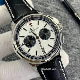 NEU 1884 Herrenuhr Montre de Luxe VK-Uhrwerk Armbanduhren Chronograph Edelstahlgehäuse Schwarzes Lederarmband Business-Metalluhren