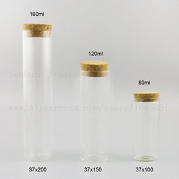 300 x Big 4oz 80ml 120ml 160ml Empty Clear Refillable Glass Bottle Test Tube Jar Vial with Wooden Cork Stopper Storage Container