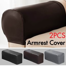 Elastic PU Leather Sofa Covers 2pc/set Waterproof Sofa Armrest Covers For Couch Chair Arm Protectors Slipcover Stretchy 201119