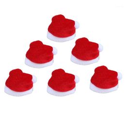 Christmas Decorations 10pcs/lot 4x7cm Mini Hat Santa Claus Xmas Folded Wine Covers For Wedding Party Table Decoratrion1