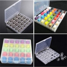Sewing tools 25Pcs/Set Empty Bobbins Sewing Machine Spools Clear Plastic with Case Storage Box for Brother Janome Singer Elna