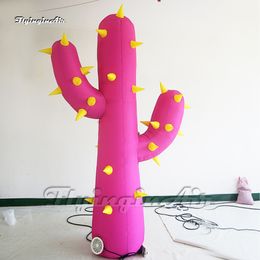 Customised Inflatable Cactus Plant Model 3m Height Pink Blow Up Cereus Replica Balloon For Garden Party Decoration