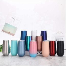 Tumblers Vacuum Insulated Wine Beer Tumbler Stainless Steel Egg Cup Double Layers Drinking Water Mugs With Lid SEA SHIPPING LSK1900