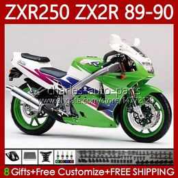 Motorcycle Fairings For KAWASAKI NINJA ZX2R ZXR250 ZX 2R 2 R R250 ZXR 250 Green white 89 90 Bodywork 84No.50 ZX2 R ZX-2R ZXR-250 1989 1990 ZX-R250 89-98 Full Body Kit