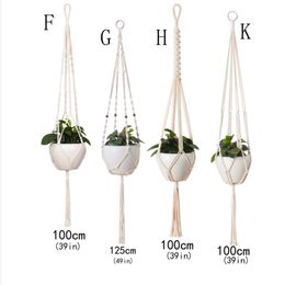 100cm Garden Decorations Plant Hanger Hand woven flowerpot net pocket Cotton rope hanging basket Gardening balcony hanging ropes