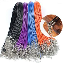 wax cord necklace Canada - Chains 20pcs 45 60cm Adjustable Leather Wax Cord Handmade Braided Rope Necklaces Pendant Charms Lobster Clasp String Jewelry