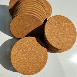 100pcs Round Wooden Cork Coasters 10*10*0.3cm Mats Pads Wood Plant Coaster Cork Absorbent Corked Mat Soft Table Board for Kitchen Hot Selling Cup Pad