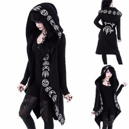 Punk Gothic Women Long Hoodie Casual Hoodies Sweatshirt Women Long Sleeve Streetwear Harajuku Hoodie Oversized Jacket Coat 201217