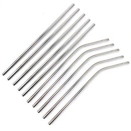 Stainless Steel Straw Silver Bent And Straight Straw Eco Friendly Reusable Drinking Straws Party Wedding Bar Drinking Tools HHA1614