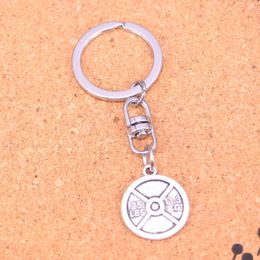 Fashion Keychain 23*20mm barbell disc weight 25lbs 11.3kg Pendants DIY Jewellery Car Key Chain Ring Holder Souvenir For Gift