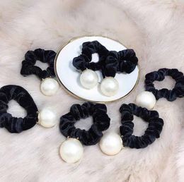 Hot sale Top quality letter hair ring headband Handmade big pearl hair rope head rope hair ball head rubber band headdress party gift