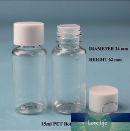 50pcs/lot Prmotion 15ml PET Cream Essential Oil Bottle Lotion Emulsion Container Plastic Pot White Lid Women Cosmetic Container