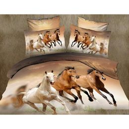 3D Animal Horse Twin King Full Double Set Bedclothes Bedspread Pillowcase Duvet Cover Bedding Set Gj3Nc