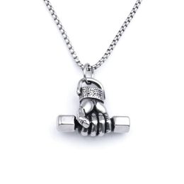 titanium gym UK - New Fist Fitness and Gym Necklaces Pendants Chain Punk Mens Hip Hop Stainless cool style Titanium Steel with Chain Alloy Pendant necklace