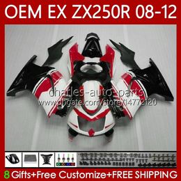 Injection Fairings For KAWASAKI NINJA EX ZX 250R EX250 ZX250 R 2008 White red blk 2009 2010 2011 2012 Bodywork 81No.154 ZX250R EX250R 08-12 ZX-250R 08 09 10 11 12 OEM Body