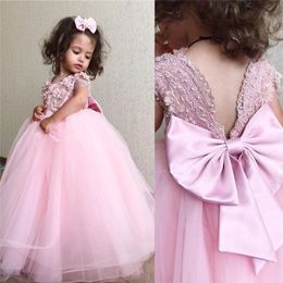 Real Picture Puffy Baby Girl Dress for Birthday Applique Kids Clothes Children Party Dress Flower Girl with Bow