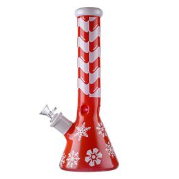 Unique 13 Inch Christmas Style Big Beaker Bong Xmas Hookahs Straight Tube 7 mm Thick Glass Bongs Water Pipes With Bowl Diffused Downstem