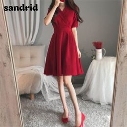 New women's summer dress plus size red party dress women V neck office lady slim elegant dresses LJ200812