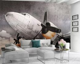 Retro Aeroplane 3d Wallpaper Modern Mural 3d Wallpaper HD Digital Printing Moisture-proof 3d Wallpaper
