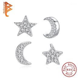 BELAWANG Moon and Star Stud Earring for Women 925 Sterling Silver Original Christmas Jewelry Gift Fashion Jewelry Earrings1