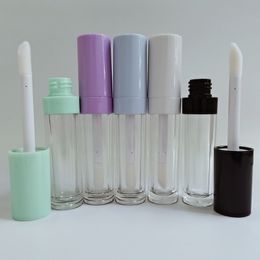 lip gloss brush containers wholesale Canada - wholesale cosmetic plastic round clear lipgloss tube white black pink 8ml lipgloss container packaging big wand brush empty lip gloss tubes lipblam lipstick bottle