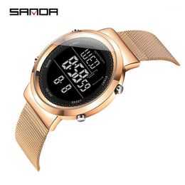 Wristwatches Sanda Brand Fashion Women Men Couple Watches Luxury Stainless Steel Waterproof Unisex Sports Electronic Digital Watch Relojes1