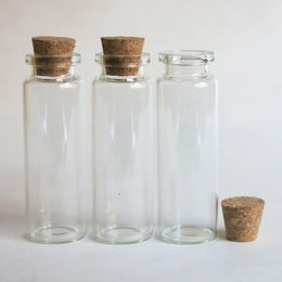 100 x 18ml Transparent Glass Bottle with Wood Cork Clear Colour Crimp Neck Container Decorative Craft