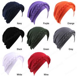 Women Headband Patchwork Braided Bandanas Headwear Cap Muslim Turban Hair Accessories Fashion Ladies Bonnet Cap African Style