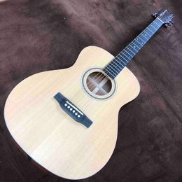 Custom AAAA All Solid Spruce Wood OM Style Body Acoustic Guitar Ebony Fingerboard Fishbone Binding