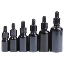 Essential Oil Black Glass Dropper Bottles Empty Euro Black Cap Refillable for Oils Travel