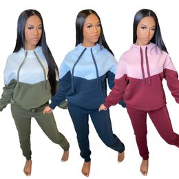2024 Designer Tracksuits Women jogger suit fall winter sportswear Plus size 2X long sleeve hooded hoodies pants two piece sets causal patchwork sweatsuits 4304