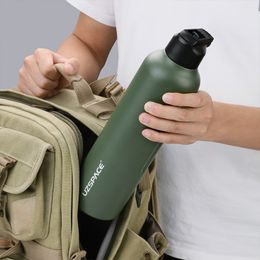 New 27oz 34oz Stainless Steel Water Bottle with straw Vacuum Flasks Insulated Travel Portable Thermal To Climb 1000ml thermos LJ201218